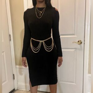 A new day Cut out Shoulder Midi Sweater Dress